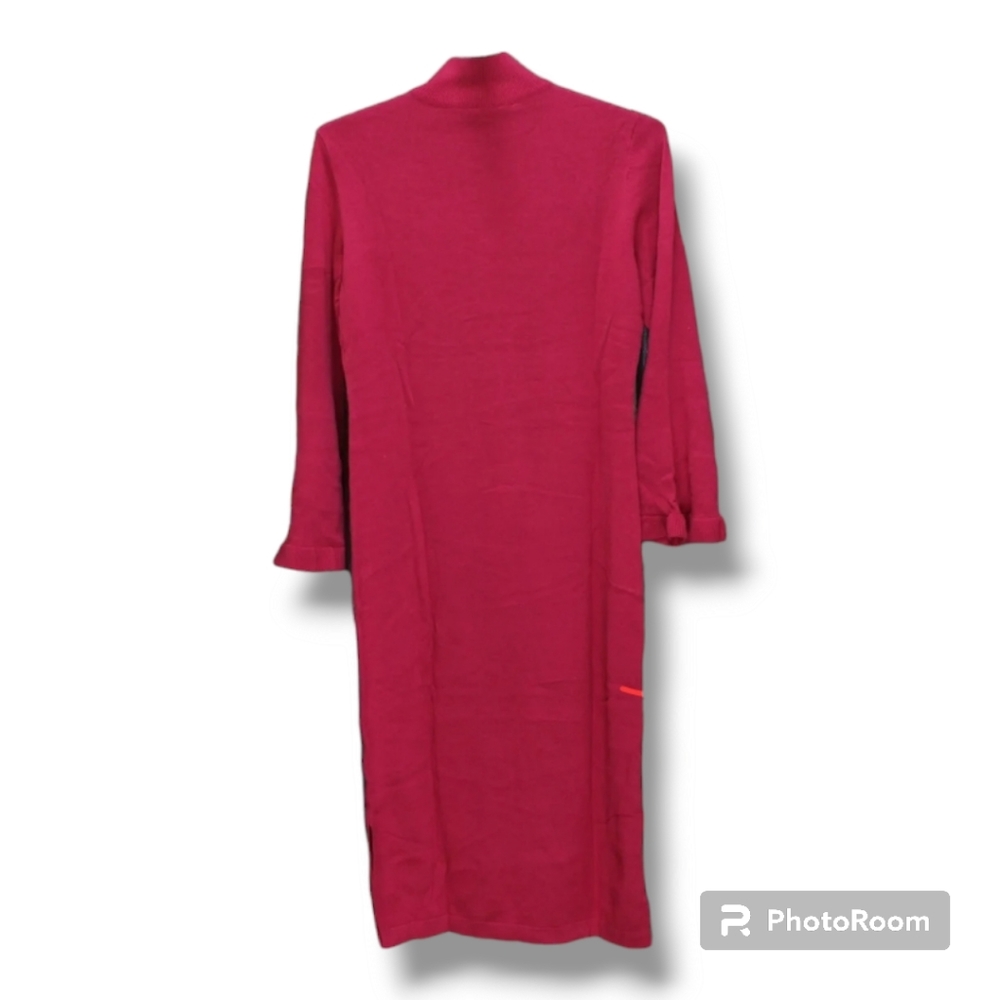 Isaac Mizrahi Live! Plus size Bell Sleeve red Sweater Dress 3XP mock neck midi